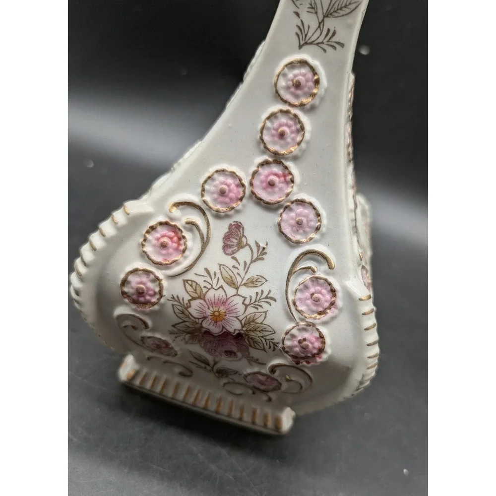 Betson Hand Painted Porcelain Bud Vase Pink Floral Gold Gilt Moriage Japan